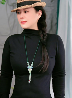 珠花蝶度琉璃圆珠女原创手作项链