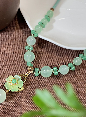 珠花蝶度玉髓珠女手作项链锁骨链