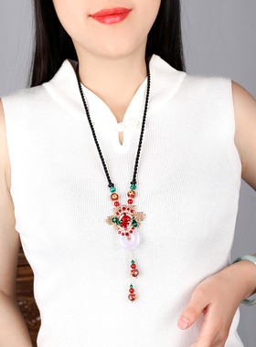 景泰蓝玛瑙圆珠女男手作原创项链