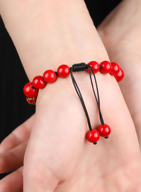 珠花蝶度女合金古风红色手链手串