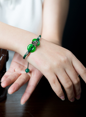 珠花蝶度女干青民族风编织手链