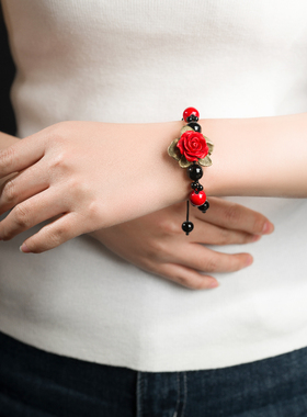 珠花蝶度女朱砂玛瑙复古民族风