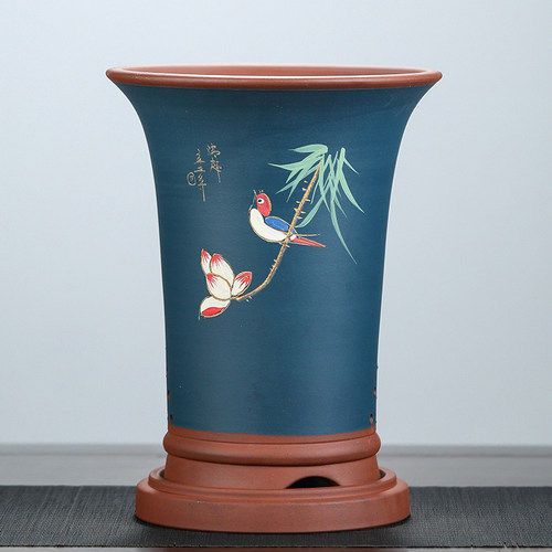 紫砂兰花盆墨兰蕙兰蝴蝶兰君子兰陶瓷特大兰草大花特价高花盆包邮 - 图0