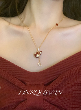 精致复古红色滴油珐琅葫芦吊坠