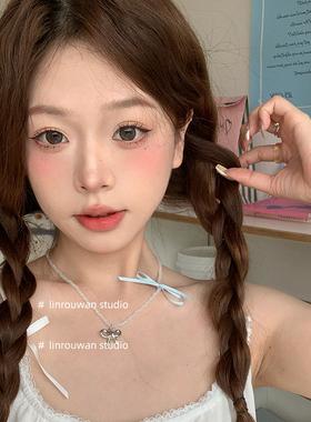 林肉完蝴蝶结丝带吊坠项链串珠