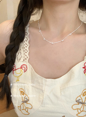 林肉完纯银樱桃项链甜美锁骨链