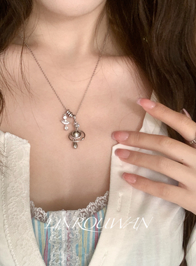 双星球闪锆项链小众简约锁骨链