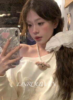 超可爱长睫毛小狗吊坠秋冬毛衣链