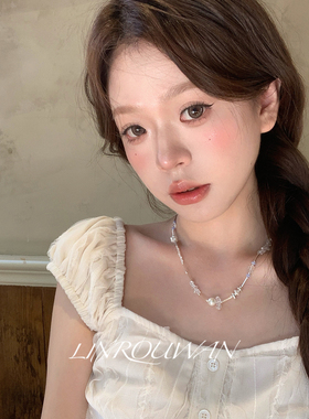 夏日清透水晶串珠项链