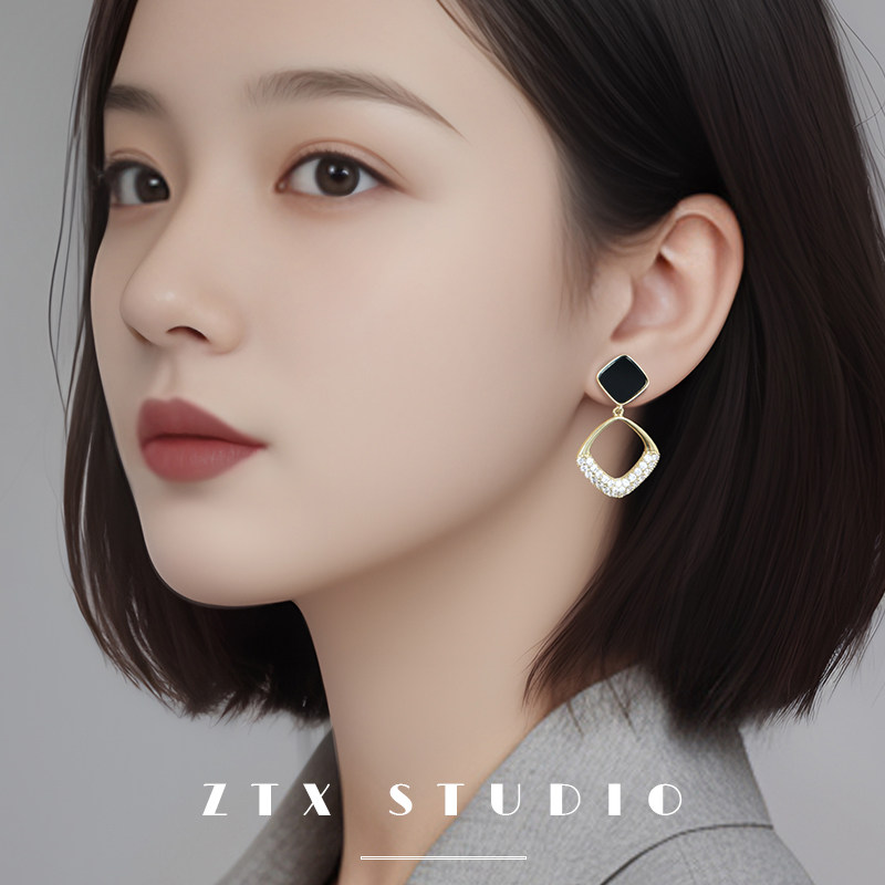 ZTX 时尚黑金耳夹无耳洞女小众轻奢高级感蚊香盘耳饰气质耳环夹款,淘宝优惠券,粉丝福利购,淘宝优惠卷