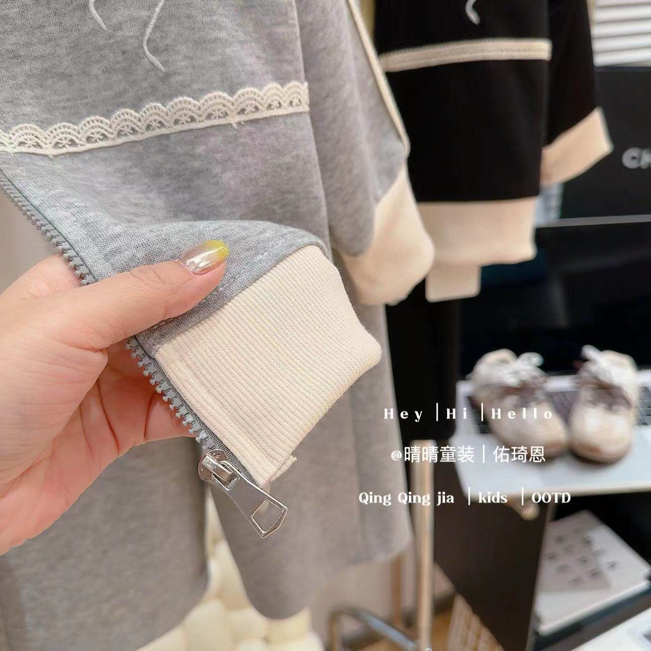 【宝藏衣橱】春秋季新款女童纯色卫衣外套套装洋气蝴蝶结百搭