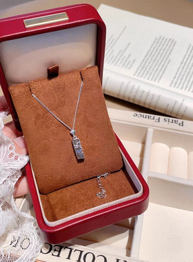 s925纯银四方来财碎碎冰项链公主请发财项链女新款生日礼物送女友