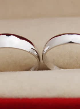 纯银s990光面足银戒指男戒对戒