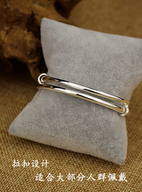 足银999纯银手镯光面男女情侣款