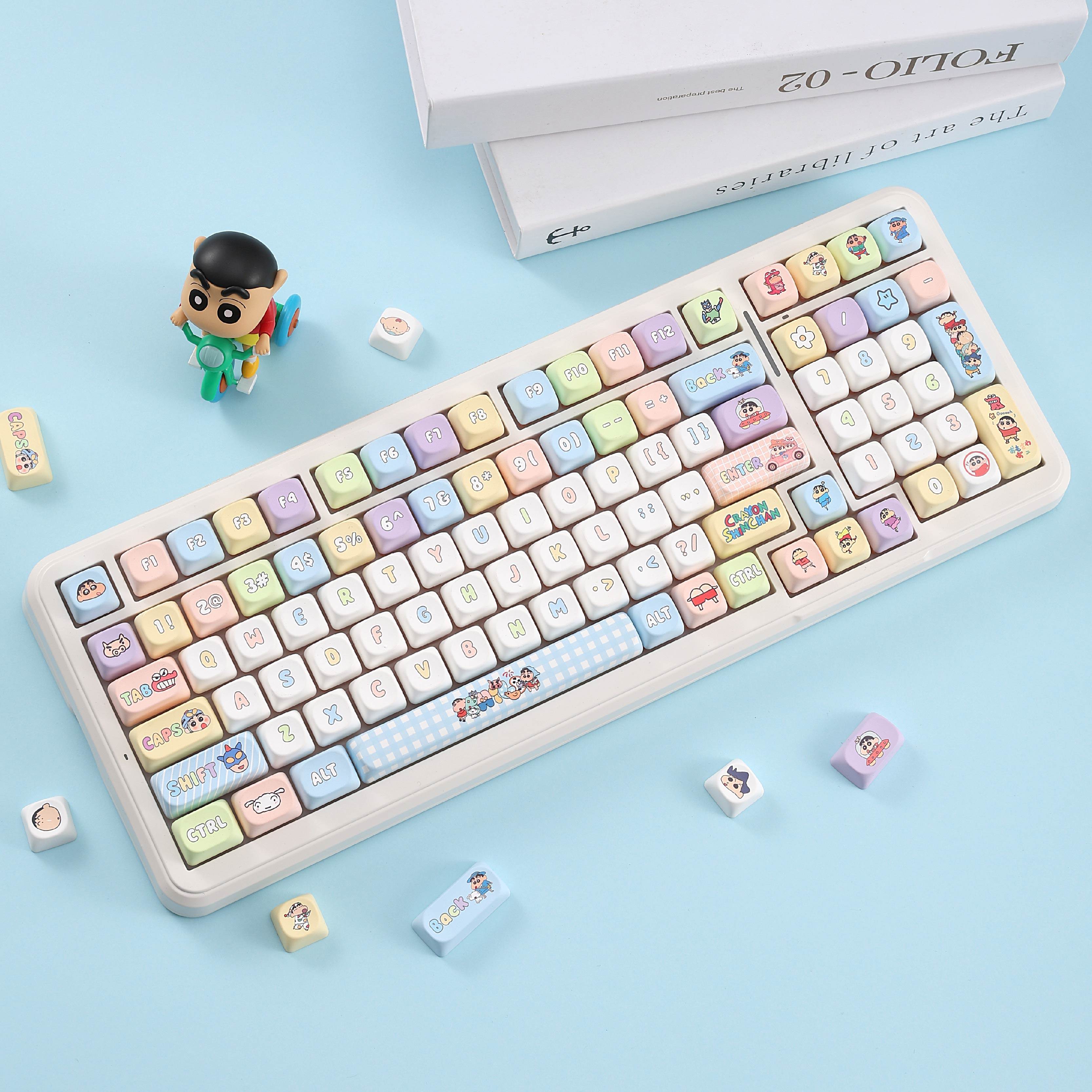 蜡笔小新键帽MOA高度PBT热升华键盘键帽68 75 87 98 104 108,淘宝优惠券,粉丝福利购,淘宝优惠卷