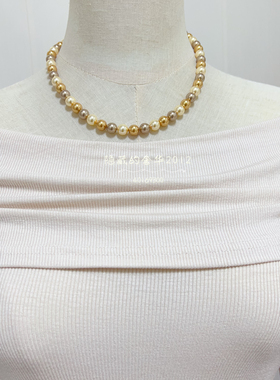 S925银扣进口施家复古时尚珍珠项链颈链女混彩锁骨链小众经典颈链