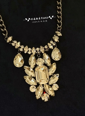 重工奢华花朵进口马眼水滴钻黑钌气质时尚女士短项链choker晚礼服