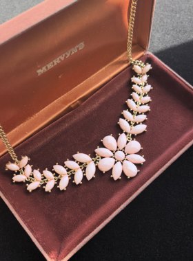 中古vintage彩色立体切割树脂花卉项链度假风项链