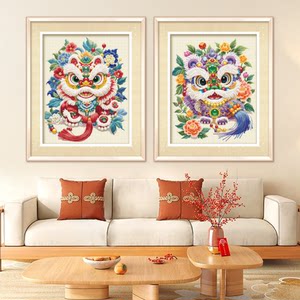 ks十字绣洪福齐天紫气东来狮子自己绣手工DIY棉线套件新款醒狮