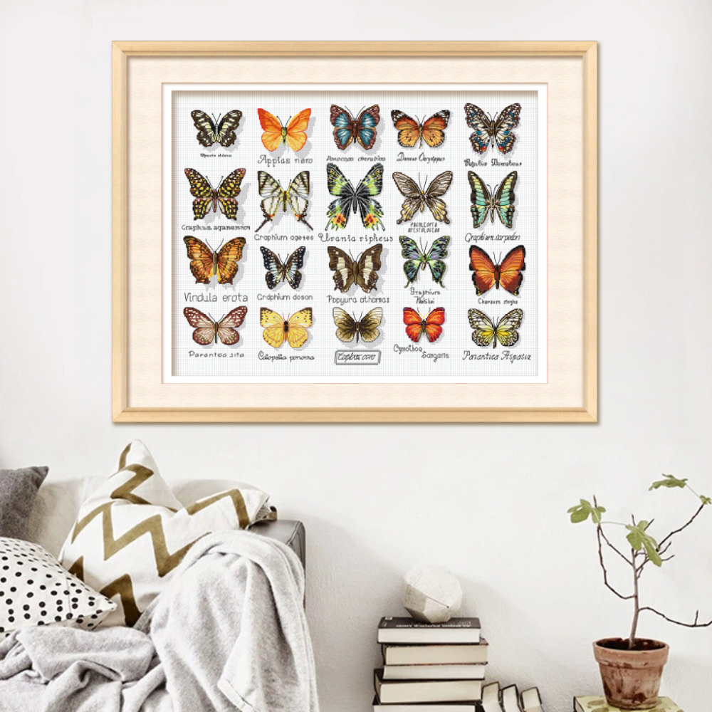 KS十字绣蝴蝶标本非满绣80色勾边手工绣线绣棉线自己绣客厅挂画,淘宝优惠券,粉丝福利购,淘宝优惠卷