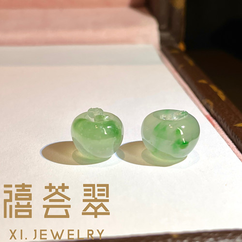 【禧荟翠】飘翠苹果裸石素件天然缅甸A货翡翠 - 图0