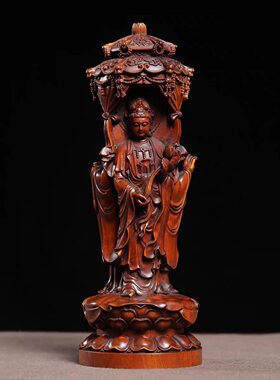 仿古做旧小叶黄杨木精雕西方三圣