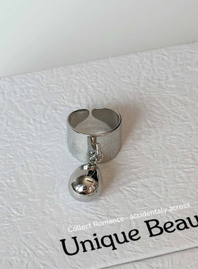 2024 年新款光珠圆珠吊坠开口戒指女ins高级感小众设计感球指环