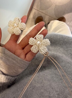 甜美ins小公主设计个性立体珍珠花朵项链时尚小众百搭轻奢戒指女