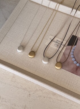 ins韩国博主同款椭圆金银豆拉丝毛衣链冷淡简约轻奢小众长款项链