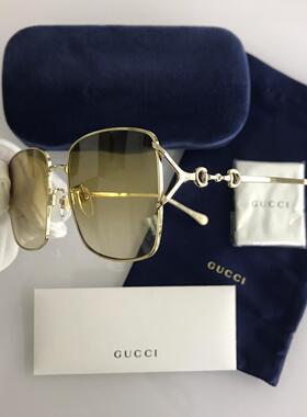 正品GUCCI古驰眼镜马衔扣系列墨镜方形金属大框太阳镜女GG1018SK