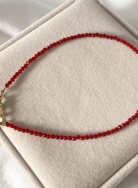 本命年红尖晶手链转运招财极细款手链超闪不褪色女款时尚饰品礼物