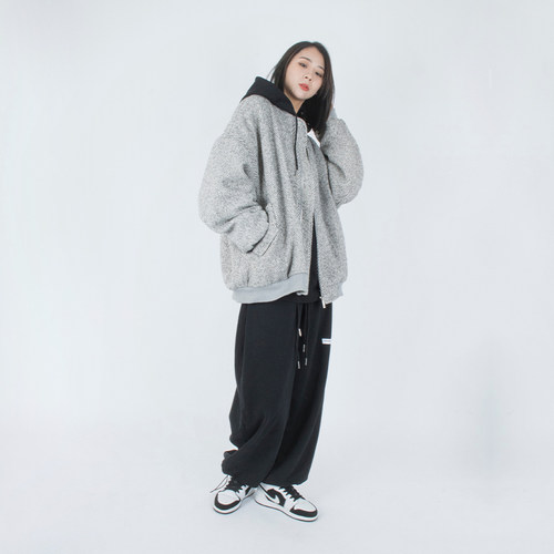 STREAMLET.CHEN:COAT/重磅940g 原创镭射标示棒球服 宽松毛呢外套 - 图2