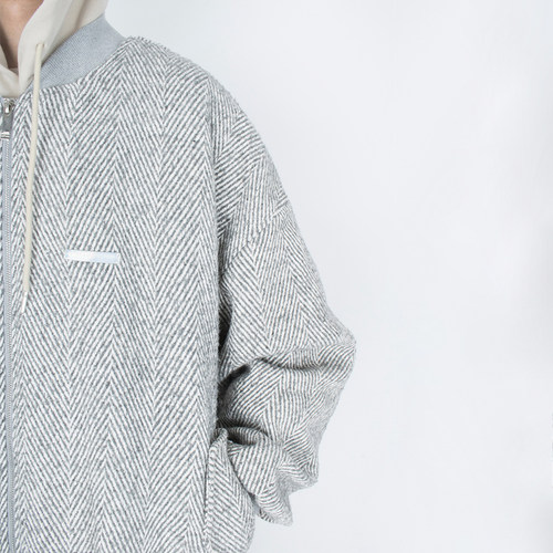 STREAMLET.CHEN:COAT/重磅940g 原创镭射标示棒球服 宽松毛呢外套 - 图0