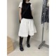 Korean niche white moonlight elastic waist thin umbrella skirt