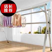 Clothes hanger: Customized floor folding portable indoor balcony telescopic rod Home Easy drying clothes pole stall