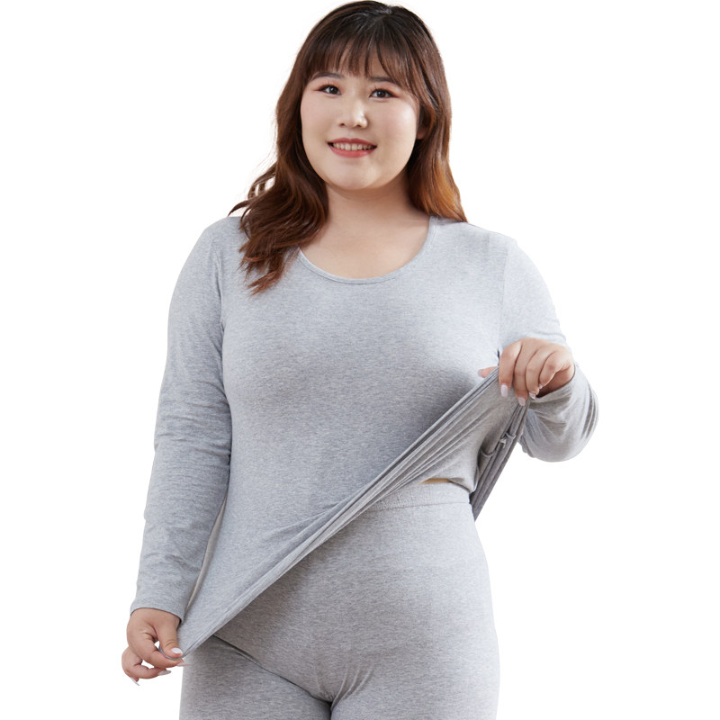 猫人女士莱卡棉加肥加大码胖mm秋衣 世纪鼎龙服饰保暖套装