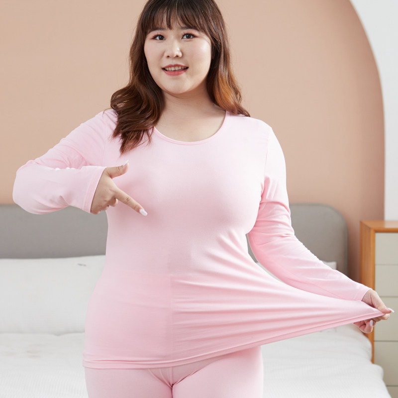 猫人女士莱卡棉加肥加大码胖mm秋衣 世纪鼎龙服饰保暖套装