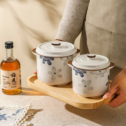 川岛屋陶瓷炖盅带盖隔水炖家用一人份煨汤小瓦罐汤炖盅燕窝烤梨罐 - 图2