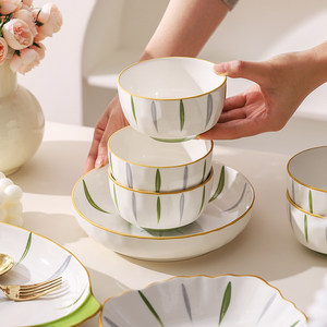 川岛屋碗日式碗碟套装釉下彩家用陶瓷碗盘筷组合乔迁新居餐具礼盒