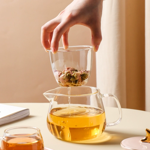 Стеклянный заварочный чайник, милый фруктовый чай в форме цветка, чайный сервиз, комплект