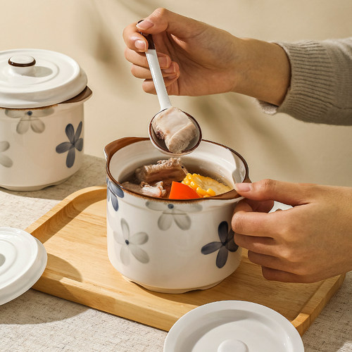 川岛屋陶瓷炖盅带盖隔水炖家用一人份煨汤小瓦罐汤炖盅燕窝烤梨罐 - 图1