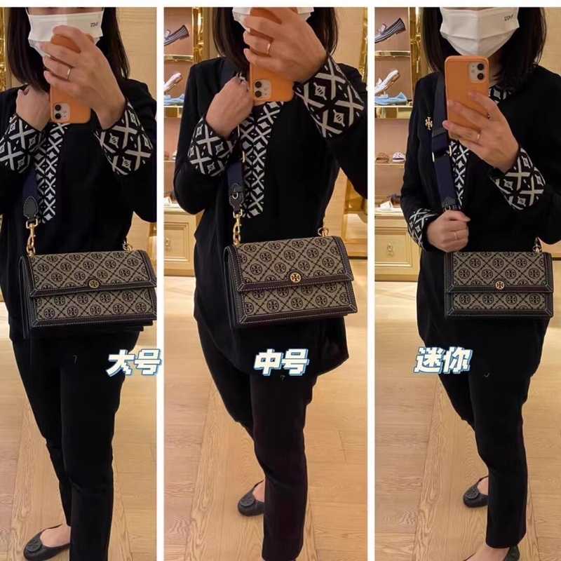 正品代购新款 TB女包单肩斜挎老花酒桶波士顿手提风琴包 Monogram - 图3