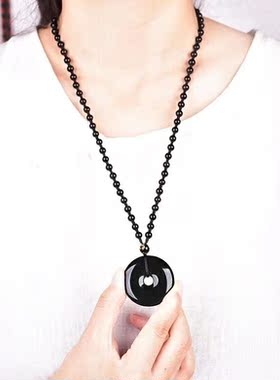 黑曜石平安扣儿童配饰本命年吊坠