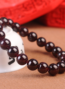 酒红石榴石单圈本命年情人节礼物