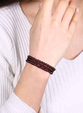 酒红石榴石民族风首饰品水晶手链