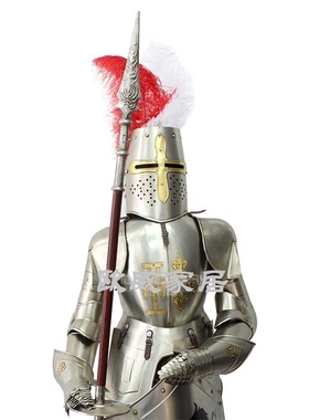 武士雕塑像金属欧式风落地摆件