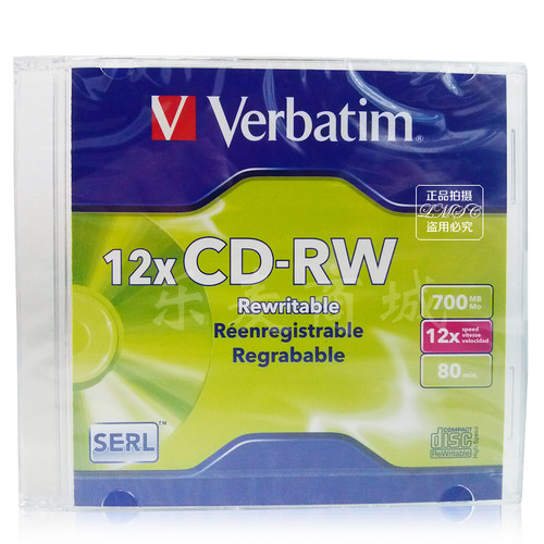 包邮 原装威宝Verbatim 高品质音乐复写CD-RW 12X 可擦写CD刻录盘 - 图0