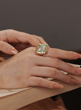 Htzs跨境春夏新款金刚杵钛钢锆石头淡水珍珠宫廷意大利戒指环胸针