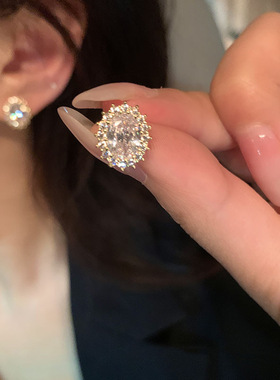 99足银耳环高级感复古花朵耳钉