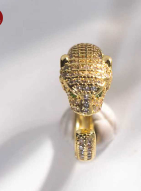 钛钢不掉色莫桑石豹头情侣戒指